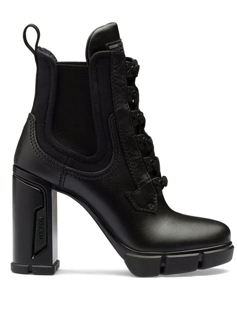 prada black heel boots|Prada chunky heel ankle boots.